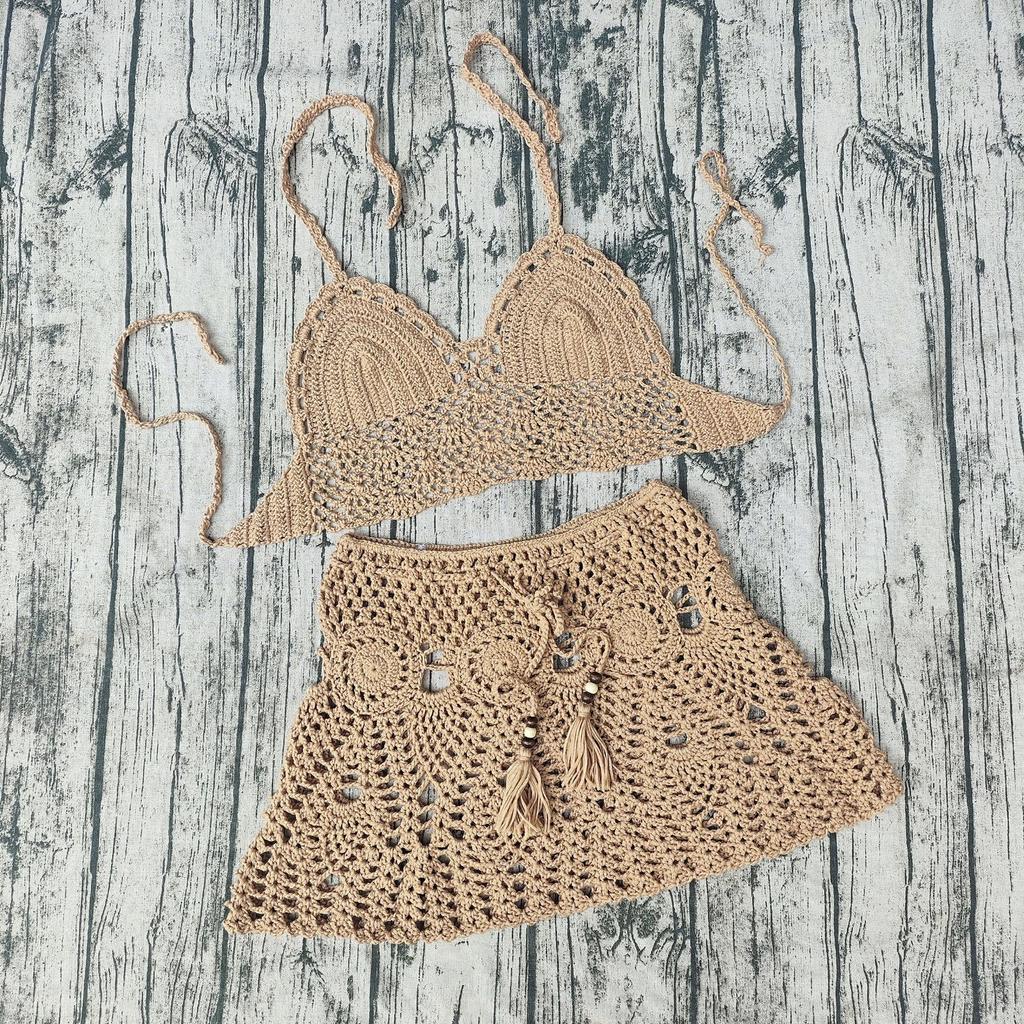 Handmade Crochet Bikini and Beach Dress Set (2/3-piece)
