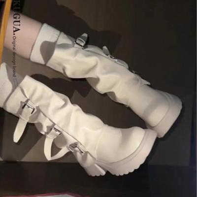 Белые ботинки на платформе женские новые летние ретро универсальные короткие ботинки брюки рыцарские ботинки облегающие ботинки