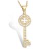 [L1807] - Gold-plated Pendant 'Key of Chance' (clover) White Gold - 35x10 Mm