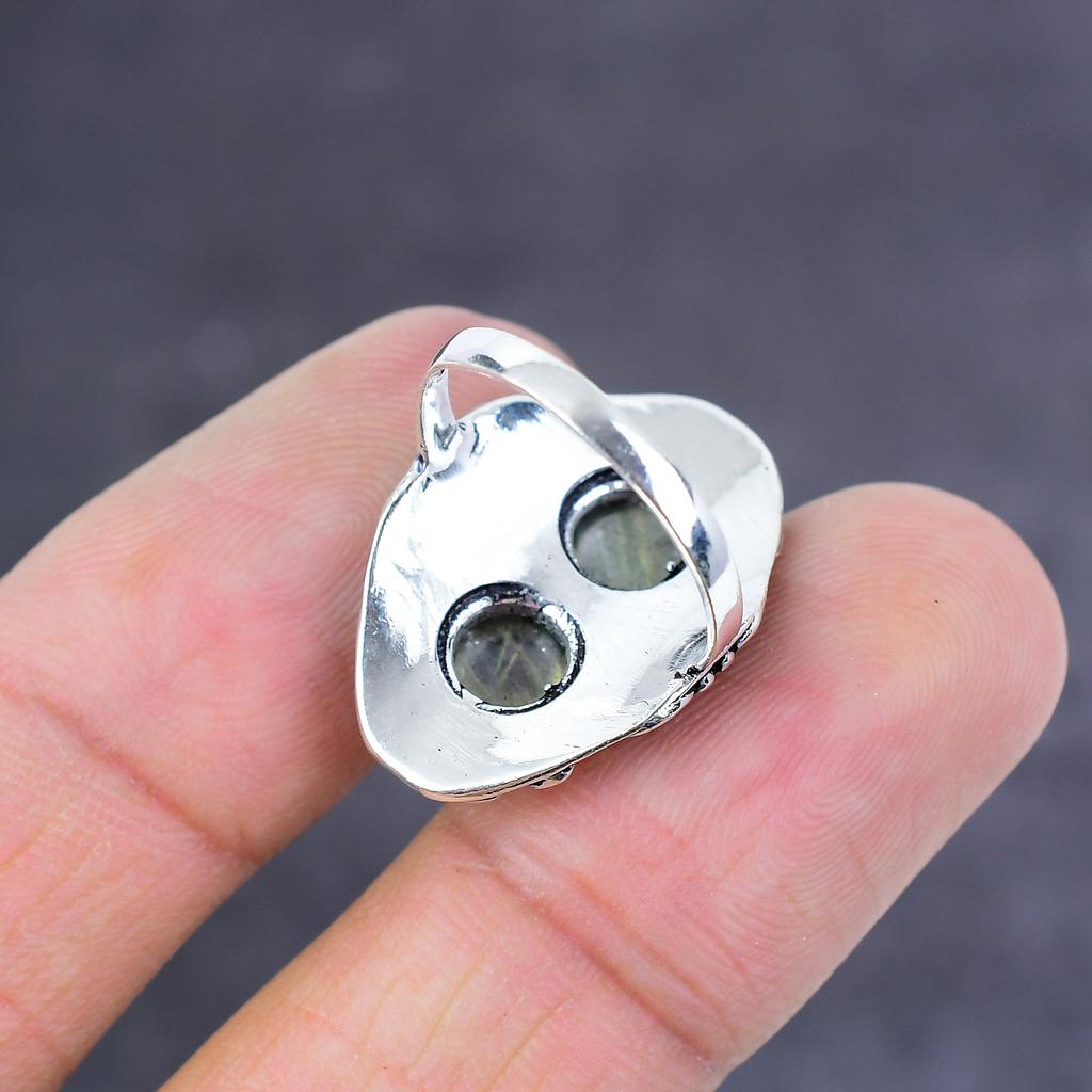 Лабрадорит Ручной работы Серебро 925 пробы Ювелирное кольцо Размер 9 Подарок для нее L6H59