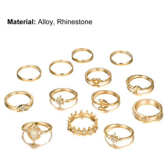 13 шт./компл. кольцо с блестящими стразами Корона Луна Звезда костяшка кольцо для вечеринки