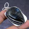 Лабрадорит Драгоценный камень 925 Стерлинговое Серебро Ювелирное Изделие Кулон 2,13" T3j14