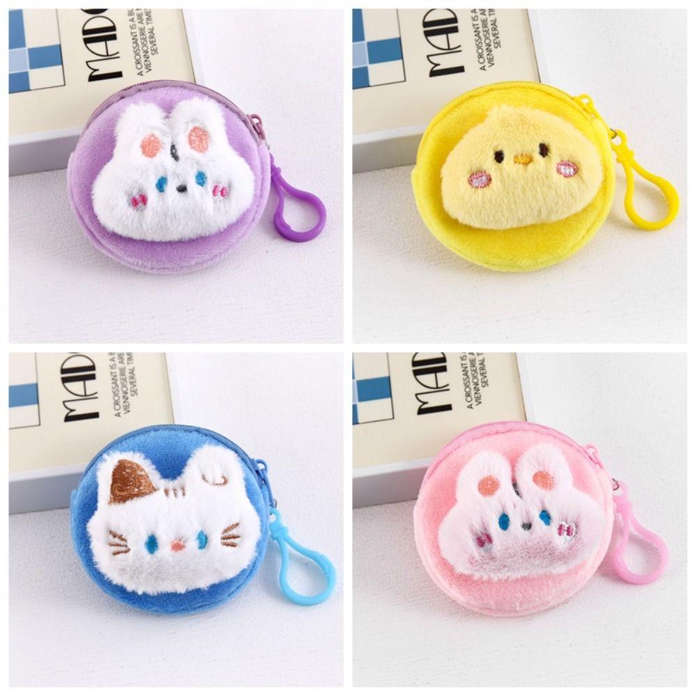 Mini Cartoon Plush Coin Purse Cute Lipstick Storage Bag Durable Headphone Bag Travel