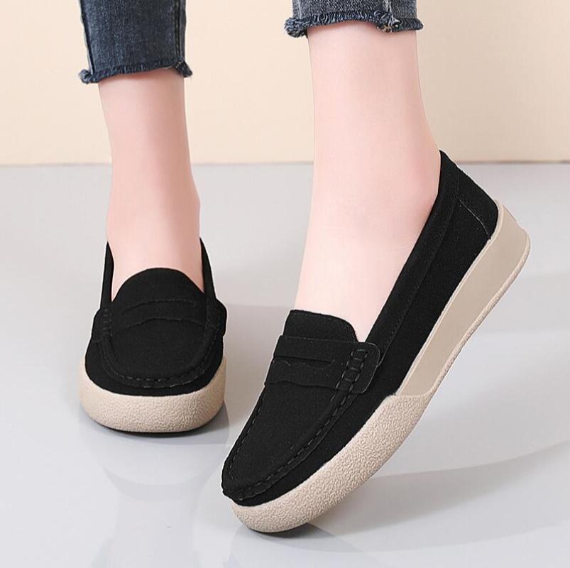 Новые женские лоферы удобные и легкие. Женская весенне-осенняя повседневная кожаная обувь, балетки, большой размер