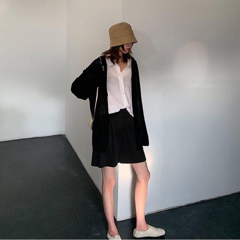 Спортивные шорты женские летние с высокой талией студенческие свободные утягивающие широкие брюки женские свободные повседневные брюки с пятью точками