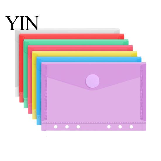Data Retrieval Organizer Plastic File Folder with Label Pocket, Hook And Loop Closure Clear Student Set Poly Envelope Document Folder, A4/A5/A6