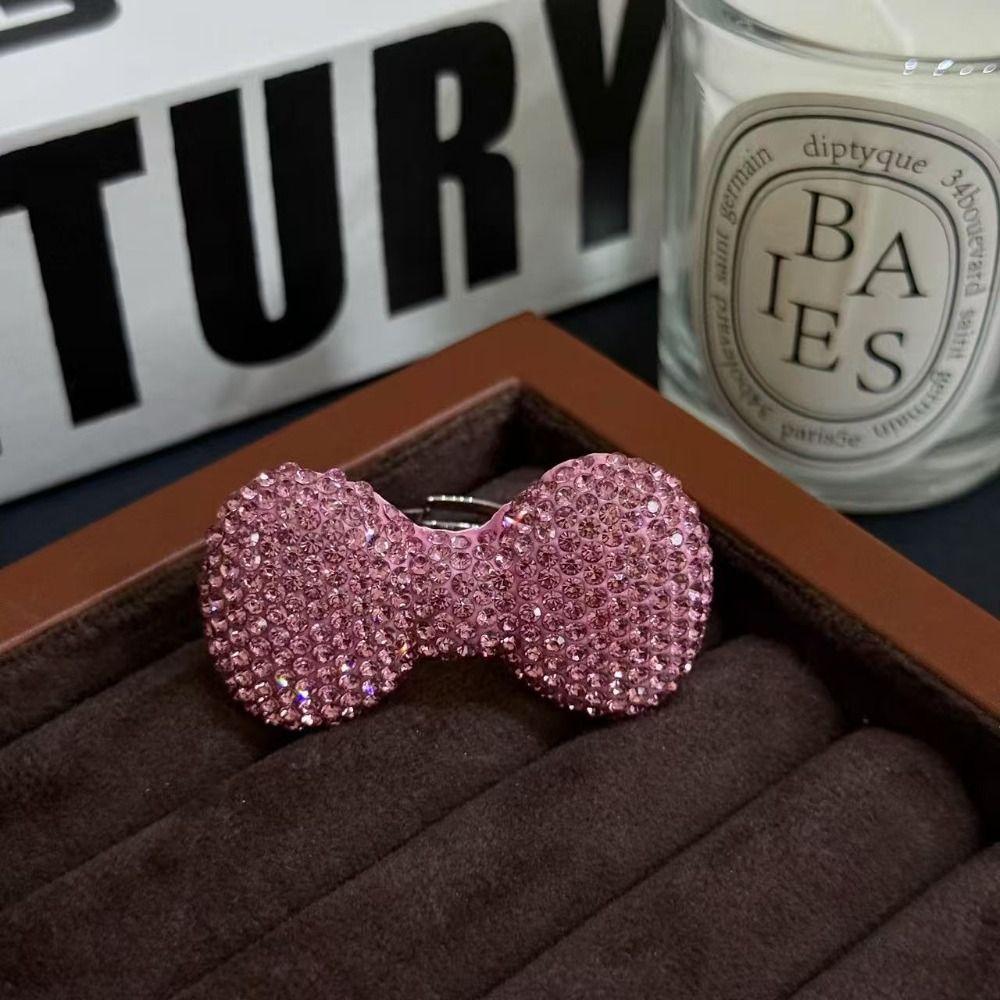 Sparkle Bow Women Finger Ring Adjustable Y2k Millennial Ring Trendy Pink Bow Rings  Finger Charms