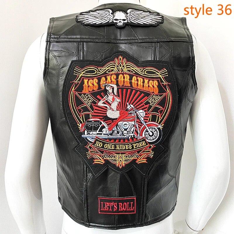 Мужской кожаный жилет с вышивкой Four Seasons Locomotive