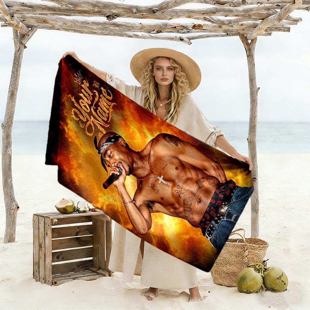 2pac Personalized Name Beach Towel Quick-Dry Soft Microfiber Portable for SwimmingBeachCamping Travel Beach AccessoriesGym