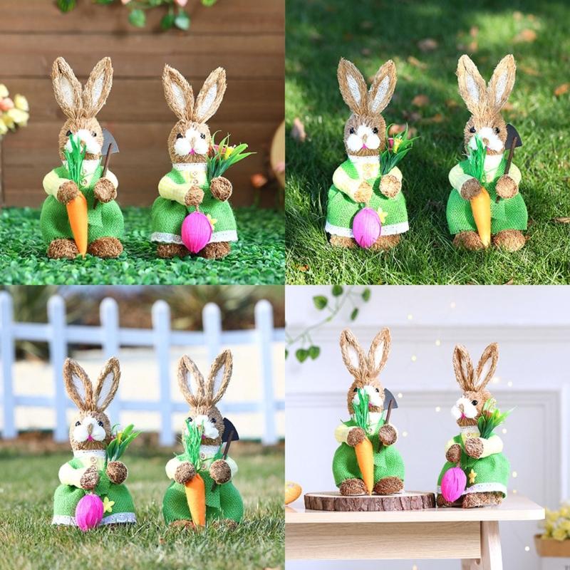 Artificial Straw Easters Rabbit Holiday Wedding Indoor Outdoor Festival Supplies Decorations Rabbit Doll Animal Model