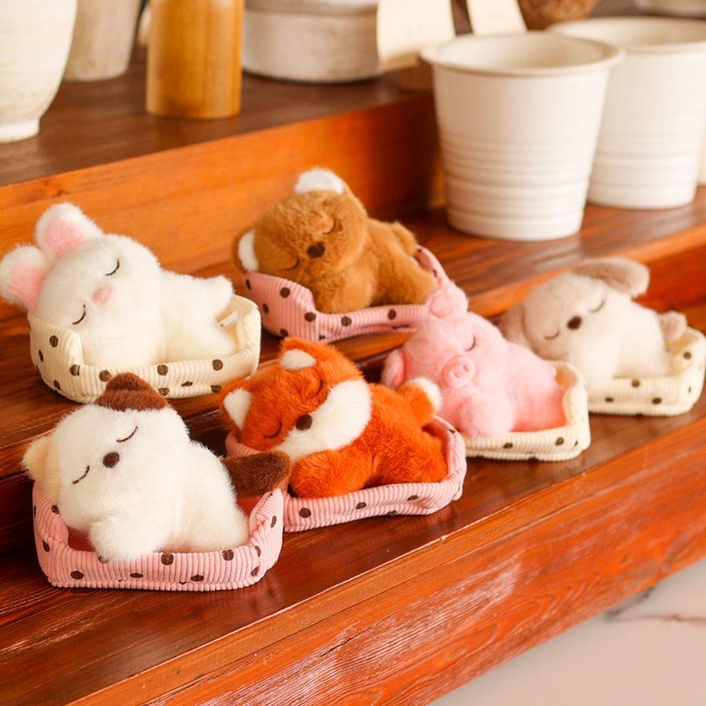 Кавайный Мультяшный Компаньон Лиса Медведь Собака Кошка Животные Украшения Белый Кролик Лежащий в Гнезде Животное Подушка Подарок