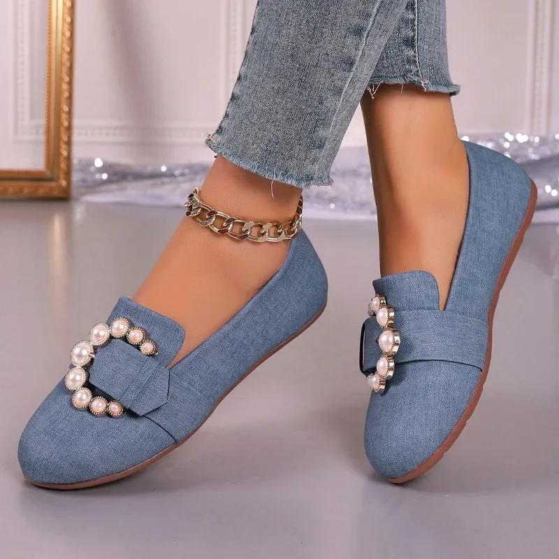 2024 New Fashion Round-toe Women's Shoes, Shallow Slip-ons, Comfortable and Lightweight Outer Wear Women's Shoes Zapatos