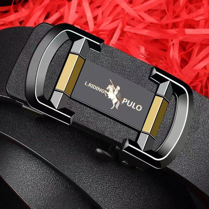 Ремень PULO, мужской кожаный ремень с автоматической пряжкой, подарок для молодых людей, повседневный индивидуальный универсальный модный ремень для брюк