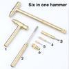 6-в-1 Маленький молоток с 3 головками отверток Компактный дизайн Портативный латунный молоток Отвертка Многофункциональный инструмент