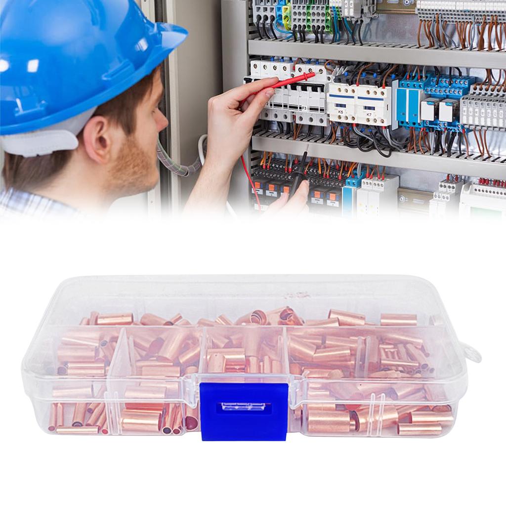 Упаковка из 250 латунных соединителей для проводов, электрические обжимные трубчатые клеммы, набор обжимных соединителей высокой проводимости для домашней проводки