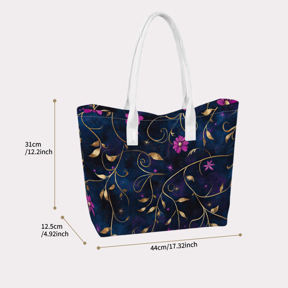 Elegant Floral Printed Women Tote Bag Fashion Daily Use Casual Large Capacity Ladies Shoulder Bag