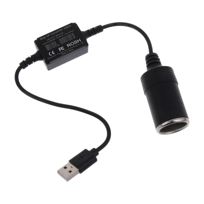 USB-папа на 12В гнездо автомобильного прикуривателя Повышающая линия USB Повышающий вольтовый трансформатор USB Регулятор мощности 5В на 12В