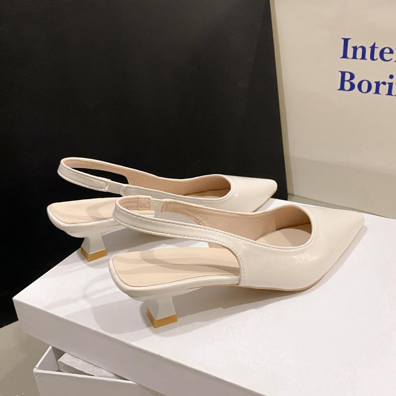 Fashion Fashion Female Shoes New Women's Pumps Solid Color Simple Mid Heel Shoes Sexy Pointed Toe Slingback Elegant Dress Shoes