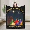 Puerto Rican Three Kings Flag Epiphany Blanket Reyes Magos Flannel Warm Throw for Chair Office Decoration