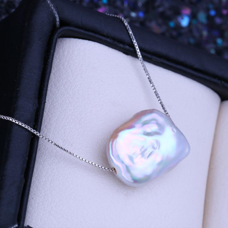 LSOOYH Натуральный пресноводный большой жемчуг в стиле барокко, классический кулон серебряного цвета, ожерелья для женщин и девочек, подарок на день рождения