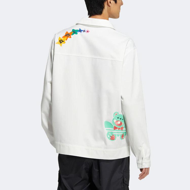 adidas Originals SS22 Спортивная куртка с длинными рукавами и логотипом с мультяшным принтом, верхняя одежда унисекс, белая HP0116