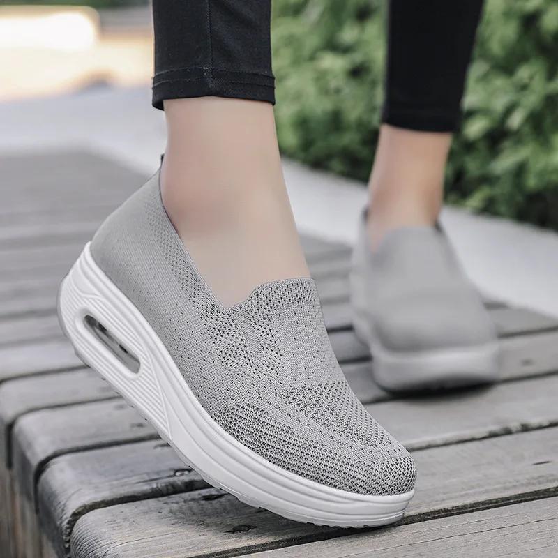 Women's Swing Shoes Mesh Woman Loafers Flat Platforms Female Shoe Wedges Ladies Shoes Height Increasing Sneakers