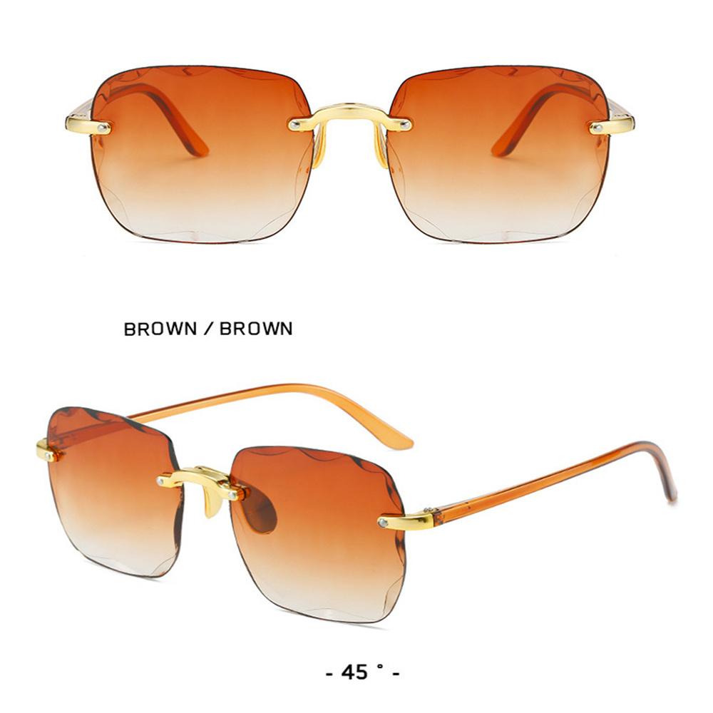 Квадратные солнцезащитные очки без оправы, женские брендовые дизайнерские модные солнцезащитные очки с градиентом, режущие линзы, мужские безрамочные очки для вождения