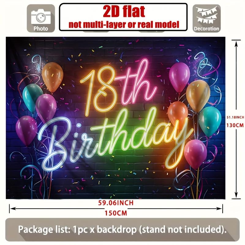 A single bright 2D flat banner, specially designed for a 18th birthday celebration event, suitable for background decoration