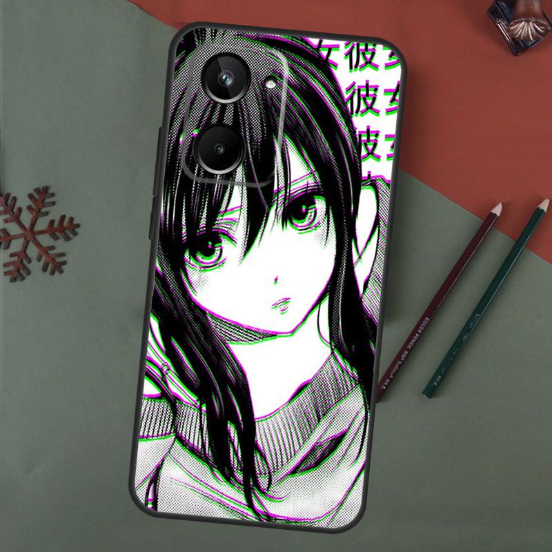 Грустный Аниме Эстетика Сэмпай Чехол Для Realme C67 C51 C75 C63 C61 C65 C55 C53 C35 C71 11 12 13 14 Pro Plus GT6 GT7 15 Pro