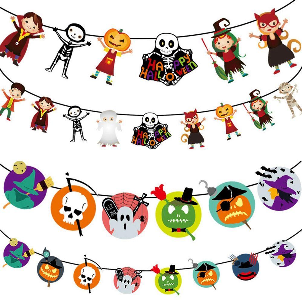 House Halloween Festival Ornaments Halloween Decor Hanging Garland Paper Chain Halloween Banner