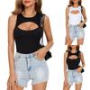 Women's Solid Color Sexy Sleeveless Racer Back Neck Sling Bodysuit Vest Jumpsuit