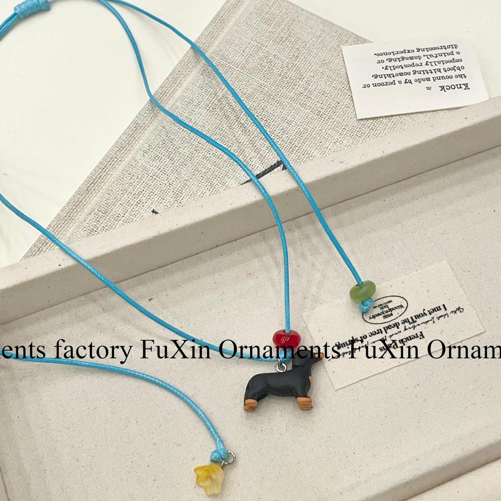 Charming Puppy Pendant Necklace - Versatile Leather Rope Long Clavicle Chain for Women