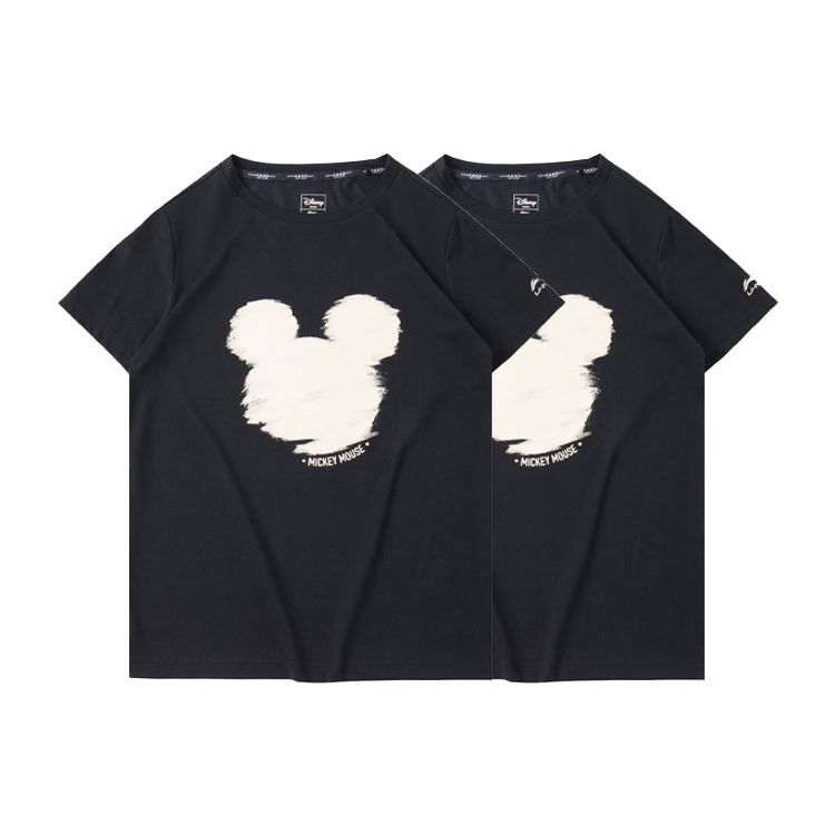 Li-Ning Женская футболка с короткими рукавами и принтом X Disney Joint Kung Fu Mickey Silhouette, черные AHSQ144-1