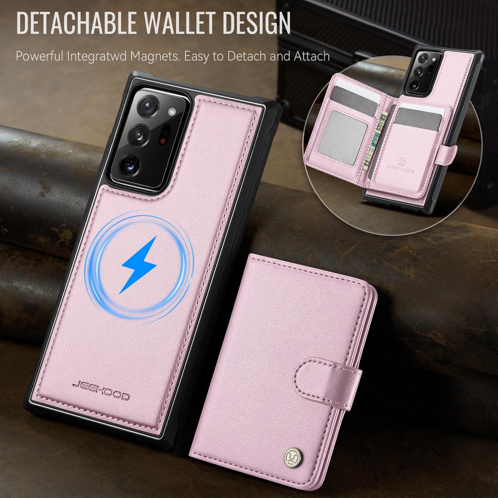 For Samsung Galaxy Note20 Ultra Case JEEHOOD J09 RFID Blocking Card Holder Leather Back Phone Cover Magnetic Case