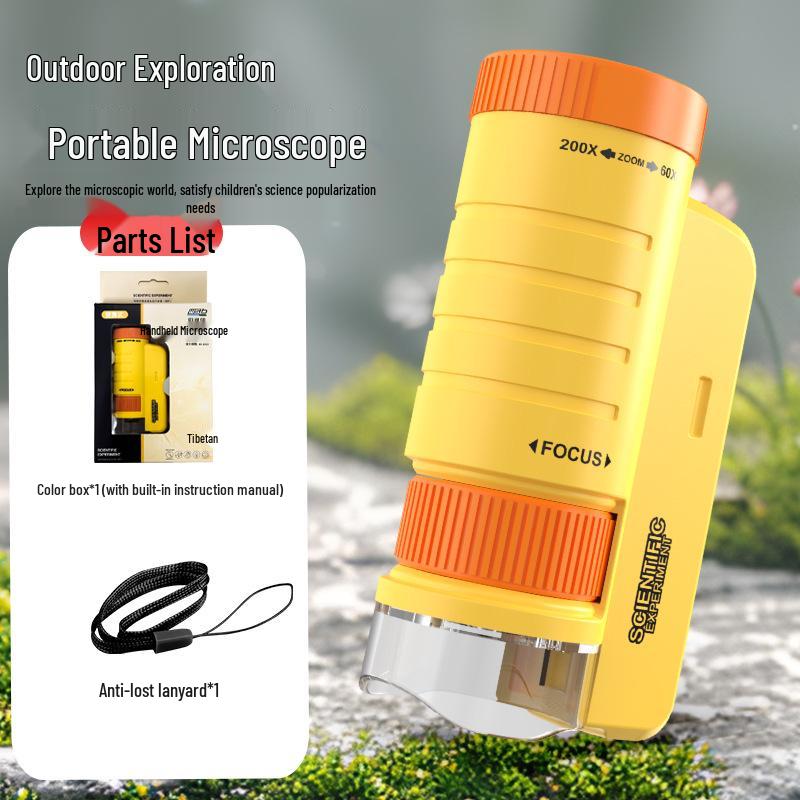 Портативный детский микроскоп, научный набор: Развивающая игрушка для учеников начальной школы, идеальный подарок для мальчиков и девочек