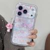 Гелевый чехол Meileti 'Маленький цветок падает' для iPhone 17 14 15 16 Pro Max С браслетом Милый двойной ягненок Красивая задняя крышка