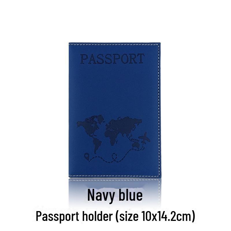 PU Leather Passport Holder with Map Design and Single Edge Sewing