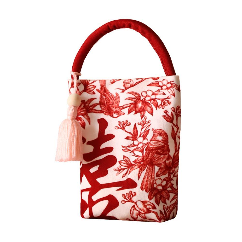 Flower Wrist Hand Bag Butterfly Orchid Flower Pendant Wedding Candy Bag Festive Sugar Bag  Wedding