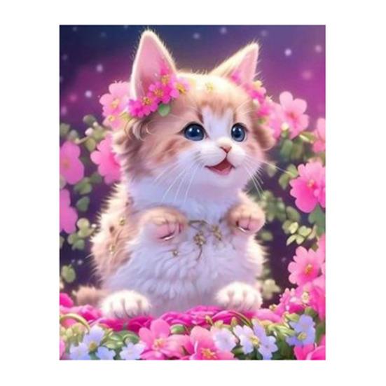 Пейзаж с бриллиантами, милый кот, принт, дизайн, улучшение координации, снятие стресса, мозаика, алмазная вышивка, украшение для дома, сделай сам, подарок