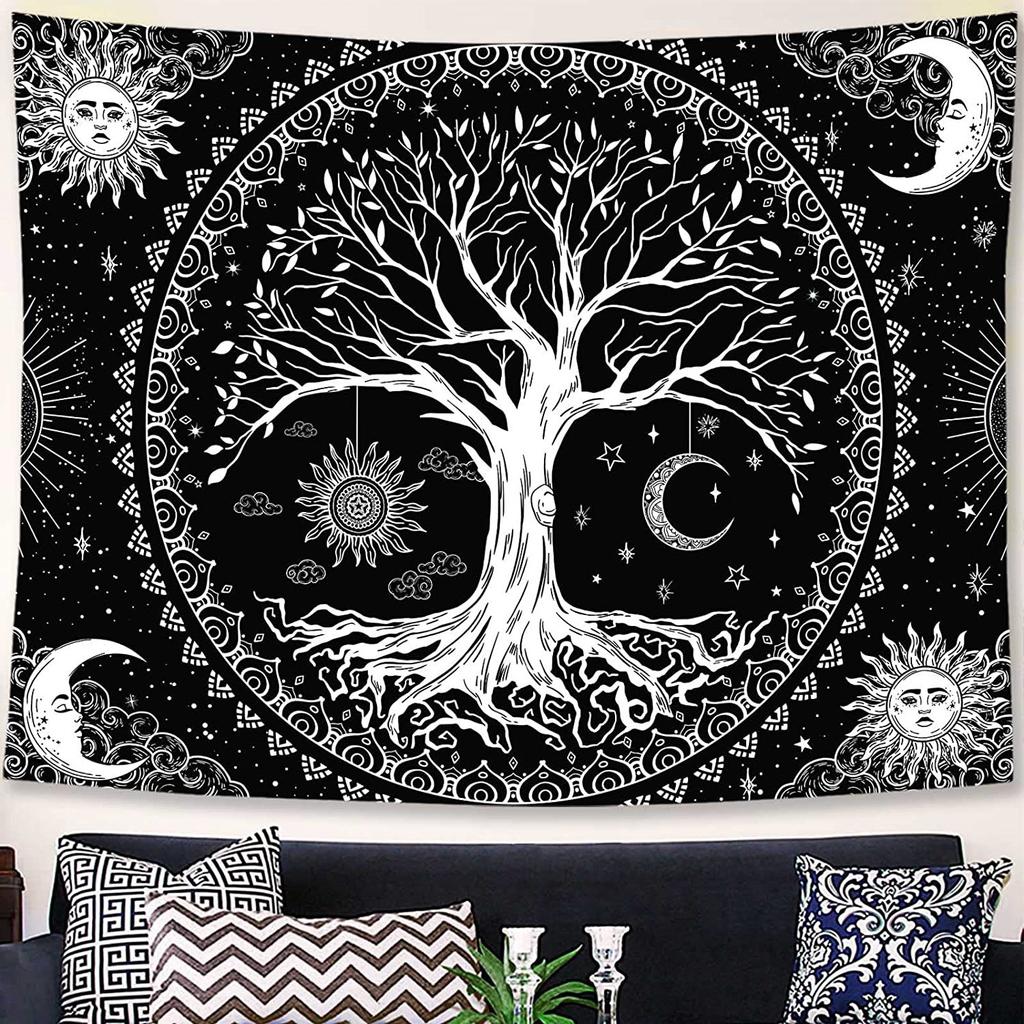 Bohemian Hanging ClothBig TreeSunMoon SkullLiving Room Decoration Painting Bedroom Wall CarpetDormitory Tapestry Background Cloth