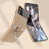 Genuine Cowhide Leather Phone Case for Samsung Galaxy Z Flip 3 Flip3 ZFlip3 Ring Lanyard Shockproof Separate Back Cover Shell