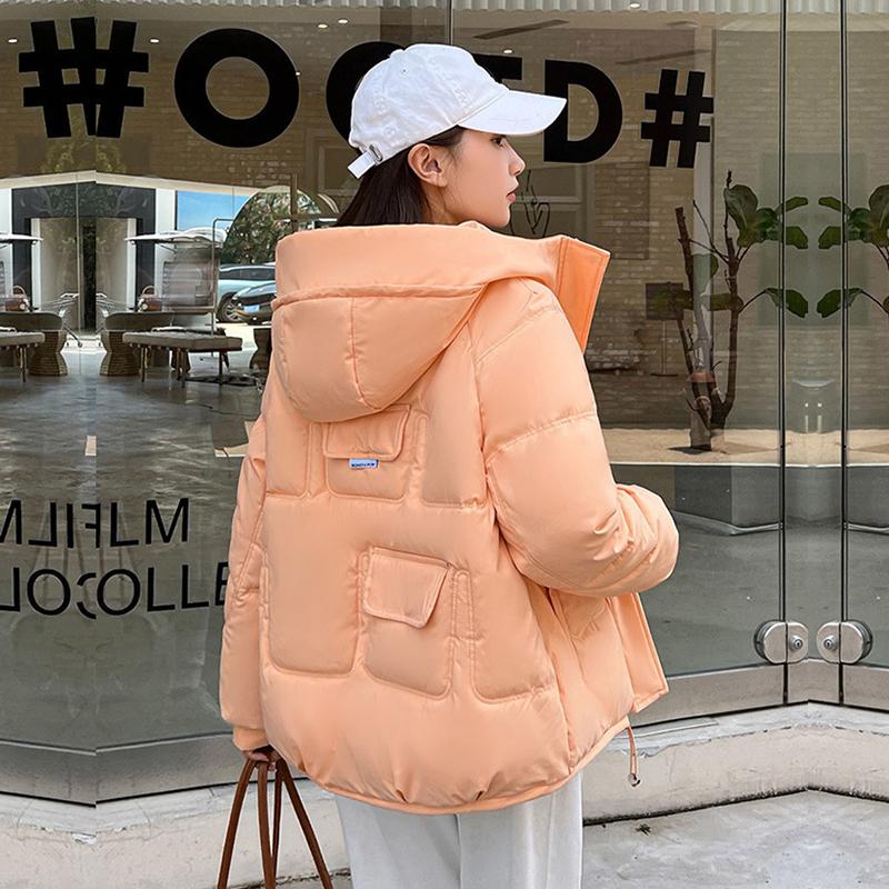 Осень-зима, утепленная теплая парка, женская повседневная однотонная свободная куртка с большим карманом и капюшоном, куртки с хлопковой подкладкой, верхняя одежда
