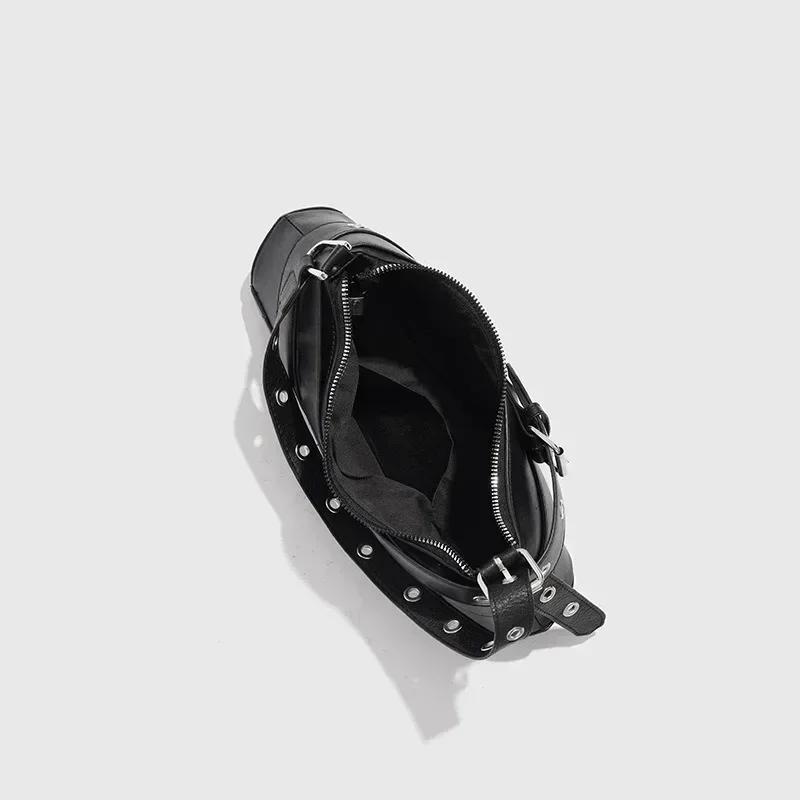 Винтажные ремни Деко женские сумки через плечо Дизайнерская сумка через подмышку Панк мотоциклетная сумка Роскошная женская сумка из искусственной кожи