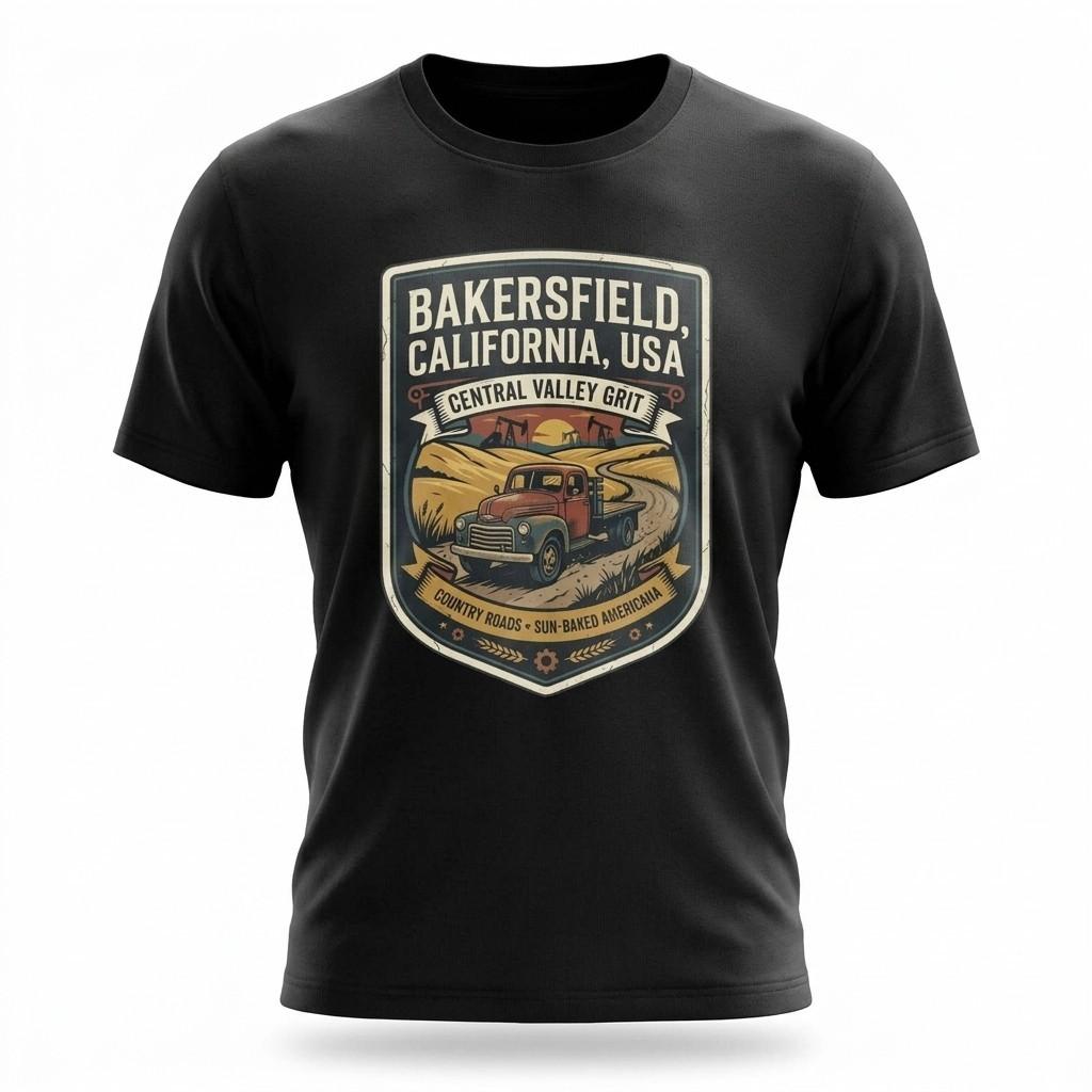 Bakersfield California Americana Graphic T-Shirt Unisex Travel Tee