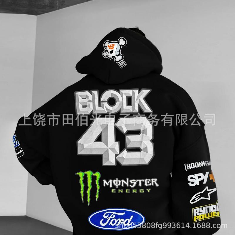 Mens Hooded Sweatshirt With Demon Print Loose Fit Warm Winter Casual Streetwear