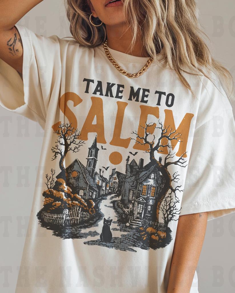 Take Me to Salem Tee, Halloween T-shirt, Comfort Colors T-shirt, Spooky SeasonTee, Vintage Inspired, Size up for Oversized, Witch Tee