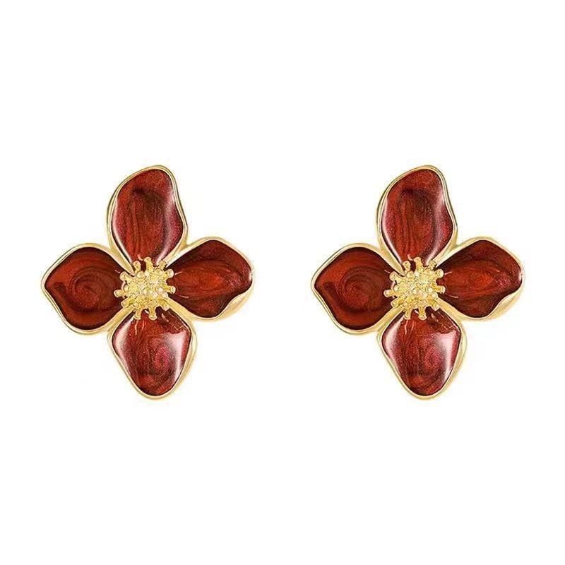 Trendy Personality Flower Stud Earrings For Women Girl French Ins Vintage 2025 Fashion Korean Wedding Romantic Jewelry Gifts