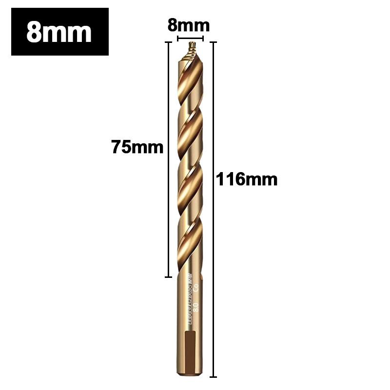 Сверло спиральное ступенчатое кобальтовое, сверло из быстрорежущей стали M35 с прямым хвостовиком (3-13mm) для металла, нержавеющей стали, железа