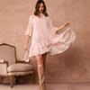 Elegant Loose Ruffle Dress Women Solid Color Flare Sleeve 2026