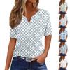 Women's T Shirt Tee Print Button Short Sleeve Daily Weekend Fashion Basic V-Neck Regular Top